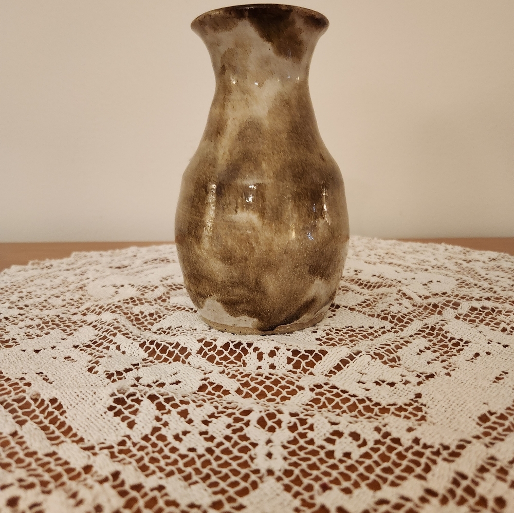 Handcrafted Ceramic Vase - Brown and Cream
